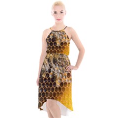 Honeycomb With Bees High-low Halter Chiffon Dress  by Bedest