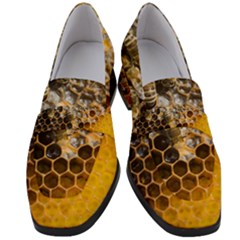 Honeycomb With Bees Women s Chunky Heel Loafers by Bedest