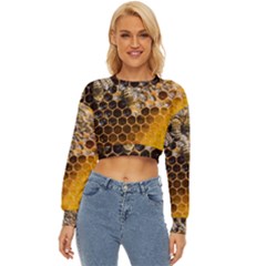 Honeycomb With Bees Lightweight Long Sleeve Sweatshirt by Bedest