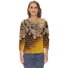 Honeycomb With Bees Cut Out Wide Sleeve Top