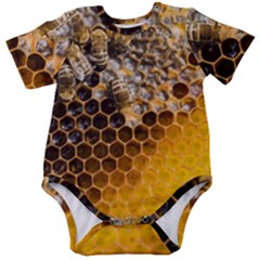 Honeycomb With Bees Baby Short Sleeve Bodysuit by Bedest