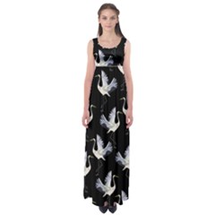 Crane Pattern Bird Animal Empire Waist Maxi Dress by Bedest