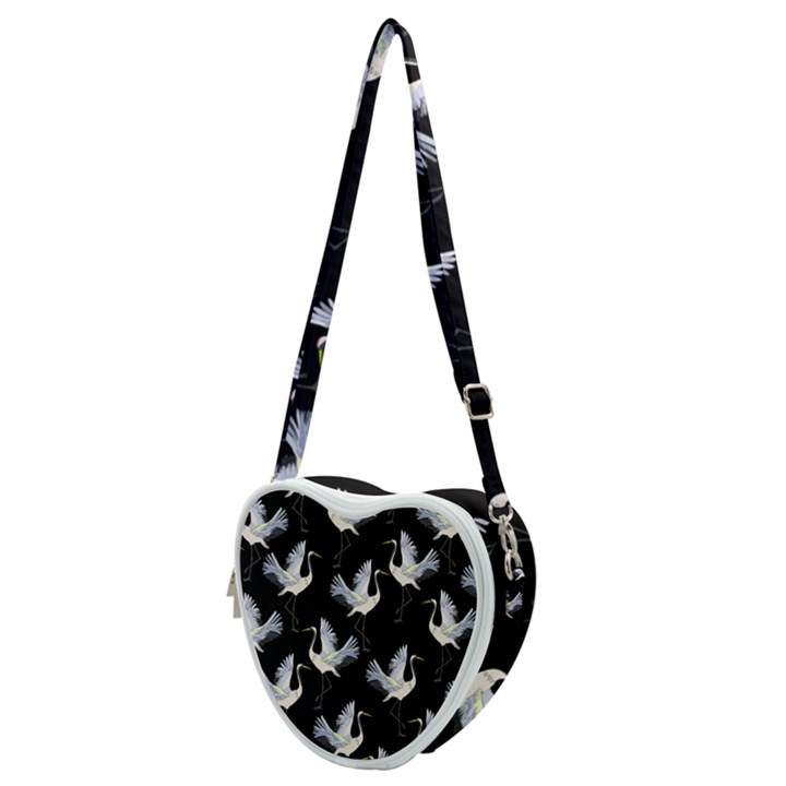 Crane Pattern Bird Animal Heart Shoulder Bag