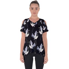 Crane Pattern Bird Animal Cut Out Side Drop T-shirt by Bedest