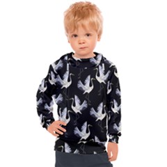 Crane Pattern Bird Animal Kids  Hooded Pullover by Bedest