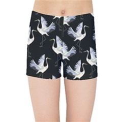 Crane Pattern Bird Animal Kids  Sports Shorts by Bedest