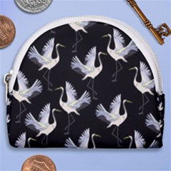 Crane Pattern Bird Animal Horseshoe Style Canvas Pouch by Bedest