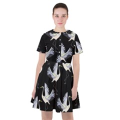 Crane Pattern Bird Animal Sailor Dress by Bedest