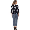 Crane Pattern Bird Animal Cut Out Wide Sleeve Top View4