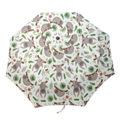 Seamless Pattern With Cute Sloths Folding Umbrellas by Bedest