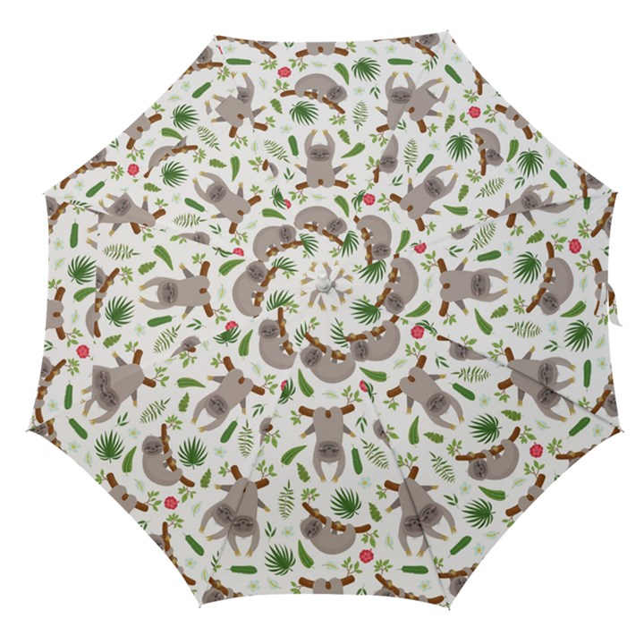 Seamless Pattern With Cute Sloths Straight Umbrellas