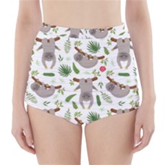 Seamless Pattern With Cute Sloths High-waisted Bikini Bottoms by Bedest