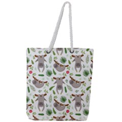 Seamless Pattern With Cute Sloths Full Print Rope Handle Tote (large) by Bedest