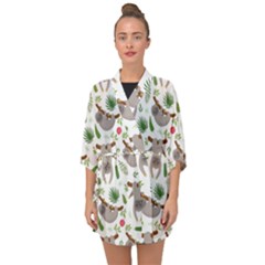 Seamless Pattern With Cute Sloths Half Sleeve Chiffon Kimono by Bedest