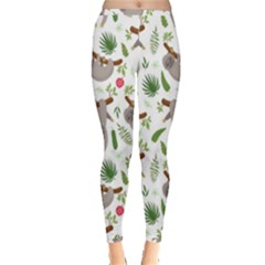 Seamless Pattern With Cute Sloths Inside Out Leggings by Bedest