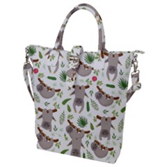 Seamless Pattern With Cute Sloths Buckle Top Tote Bag by Bedest