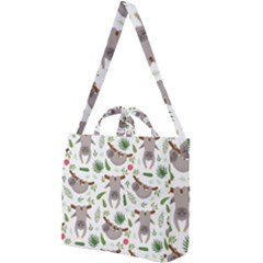 Seamless Pattern With Cute Sloths Square Shoulder Tote Bag by Bedest