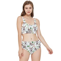 Seamless Pattern With Cute Sloths Frilly Bikini Set by Bedest