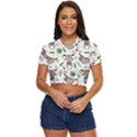 Seamless Pattern With Cute Sloths Side Button Cropped T-Shirt View1