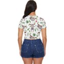 Seamless Pattern With Cute Sloths Side Button Cropped T-Shirt View4