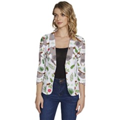 Seamless Pattern With Cute Sloths Women s One-button 3/4 Sleeve Short Jacket by Bedest