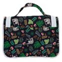 Floral Pattern With Plants Sloth Flowers Black Backdrop Satchel Handbag View3