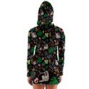 Floral Pattern With Plants Sloth Flowers Black Backdrop Long Sleeve Hooded T-shirt View2