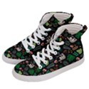 Floral Pattern With Plants Sloth Flowers Black Backdrop Men s Hi-Top Skate Sneakers View2