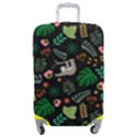 Floral Pattern With Plants Sloth Flowers Black Backdrop Luggage Cover (Medium) View1