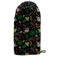 Floral Pattern With Plants Sloth Flowers Black Backdrop Microwave Oven Glove by Bedest