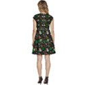 Floral Pattern With Plants Sloth Flowers Black Backdrop Cap Sleeve High Waist Dress View4