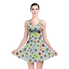 Seamless Pattern With Viruses Reversible Skater Dress by Bedest