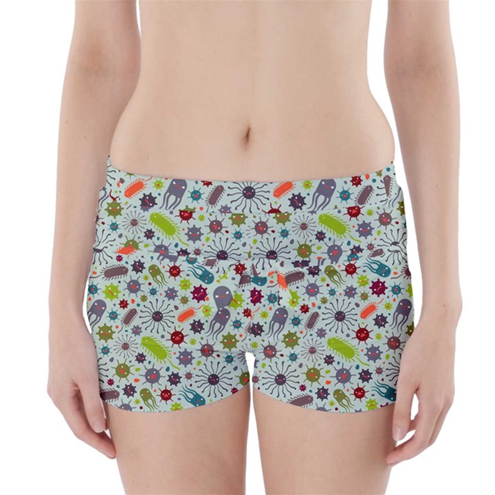 Seamless Pattern With Viruses Boyleg Bikini Wrap Bottoms