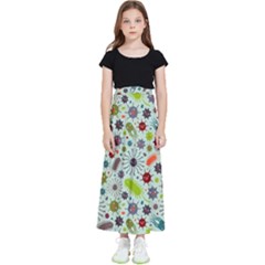 Seamless Pattern With Viruses Kids  Flared Maxi Skirt