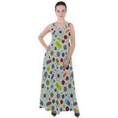 Seamless Pattern With Viruses Empire Waist Velour Maxi Dress by Bedest