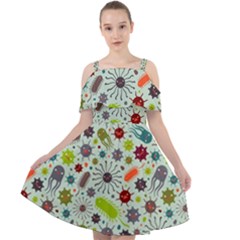 Seamless Pattern With Viruses Cut Out Shoulders Chiffon Dress by Bedest