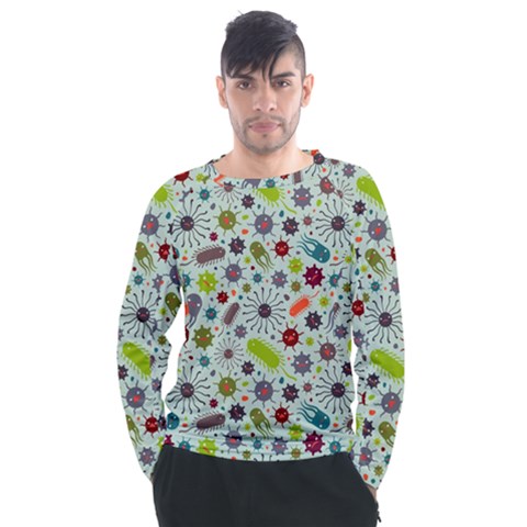 Seamless Pattern With Viruses Men s Long Sleeve Raglan T-shirt by Bedest