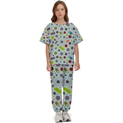 Seamless Pattern With Viruses Kids  T-shirt And Pants Sports Set by Bedest