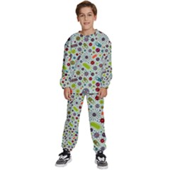 Seamless Pattern With Viruses Kids  Sweatshirt Set