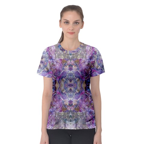 Abstract Pebbles Iv Women s Sport Mesh T-shirt by kaleidomarblingart