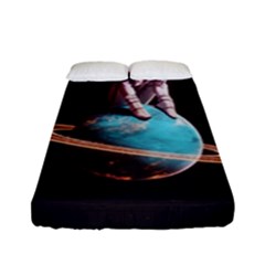 Stuck On Saturn Astronaut Planet Space Fitted Sheet (full/ Double Size) by Cendanart