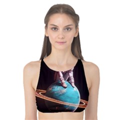 Stuck On Saturn Astronaut Planet Space Tank Bikini Top by Cendanart