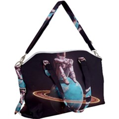 Stuck On Saturn Astronaut Planet Space Canvas Crossbody Bag by Cendanart