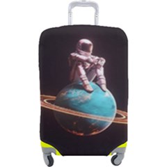 Stuck On Saturn Astronaut Planet Space Luggage Cover (large) by Cendanart