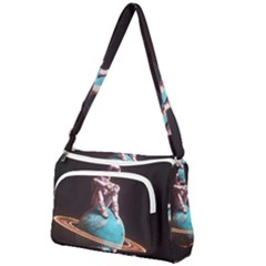 Stuck On Saturn Astronaut Planet Space Front Pocket Crossbody Bag by Cendanart