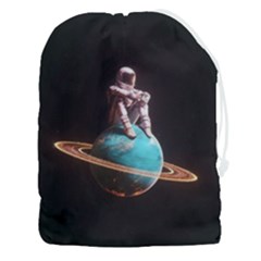 Stuck On Saturn Astronaut Planet Space Drawstring Pouch (3xl) by Cendanart