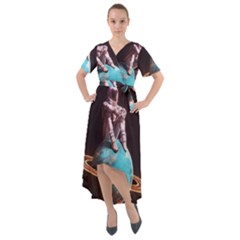 Stuck On Saturn Astronaut Planet Space Front Wrap High Low Dress