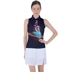 Stuck On Saturn Astronaut Planet Space Women s Sleeveless Polo T-shirt by Cendanart