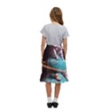 Stuck On Saturn Astronaut Planet Space Kids  Ruffle Flared Wrap Midi Skirt View4