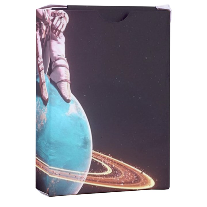 Stuck On Saturn Astronaut Planet Space Playing Cards Single Design (Rectangle) with Custom Box